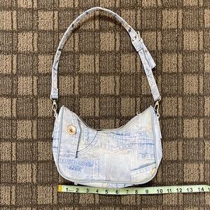 Maniere De Voir Light Blue Denim Shoulder Bag